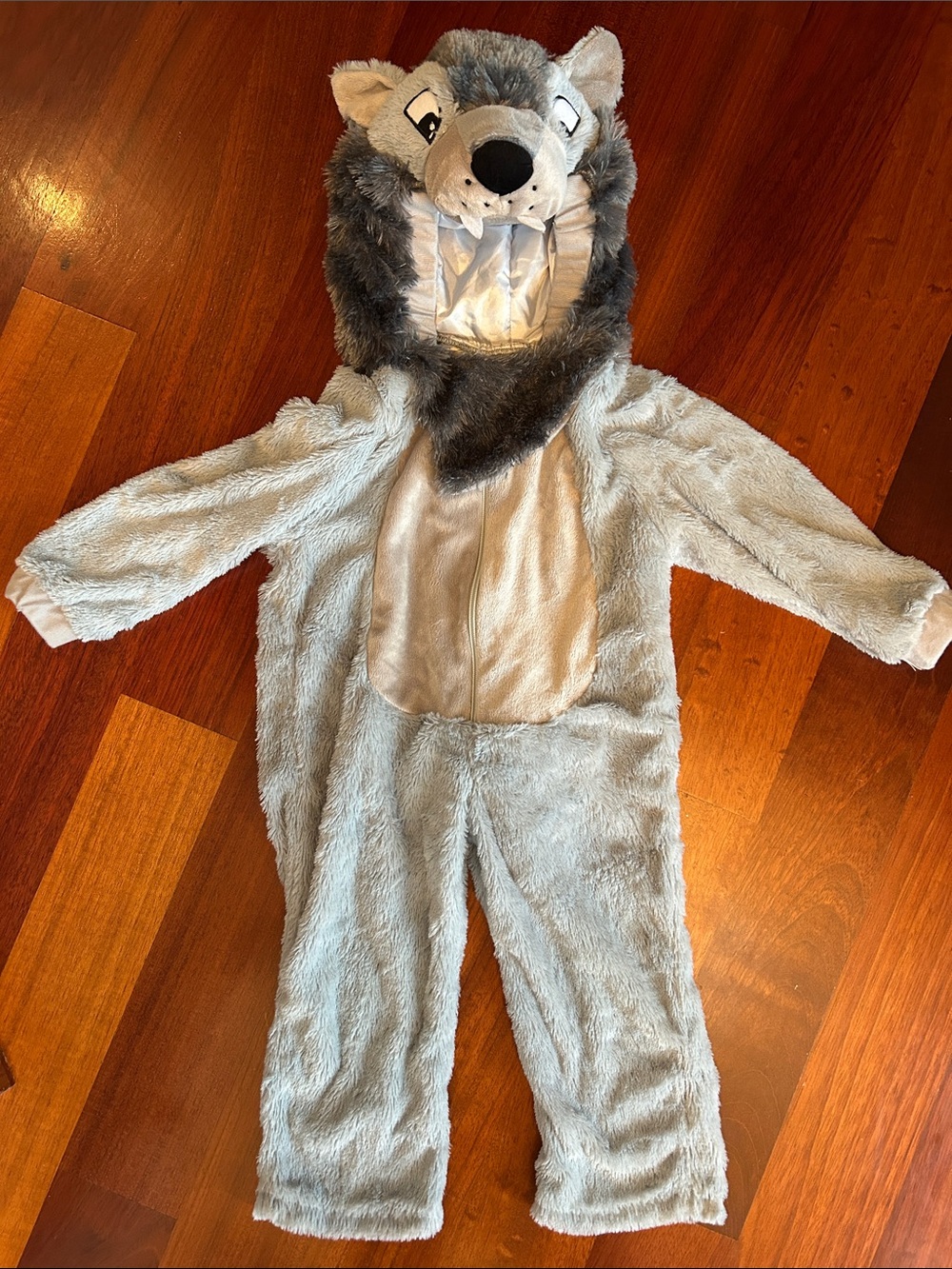 Kids Gray Wolf Costume Hooded One-Piece